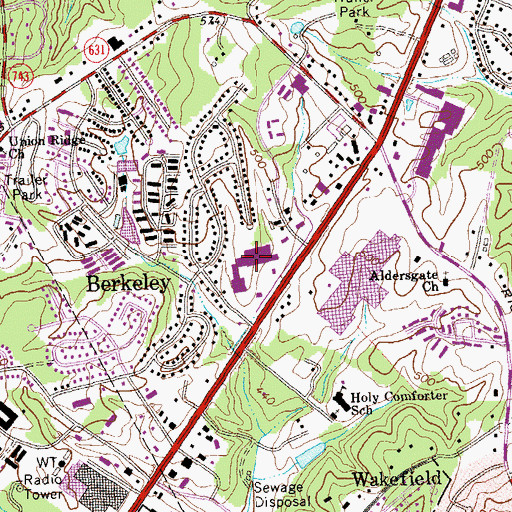 Topographic Map of Charlottesville Shoppers World Shopping Center, VA
