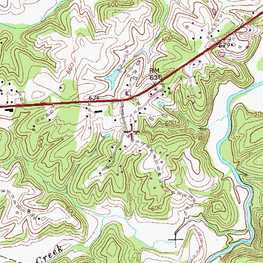 Topographic Map of Clover Farm, VA