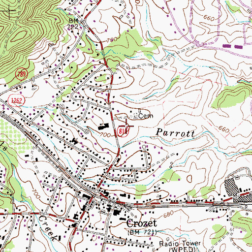 Topographic Map of Crozet Elementary School, VA