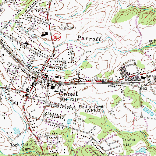 Topographic Map of Crozet Volunteer Fire Department Station 5, VA