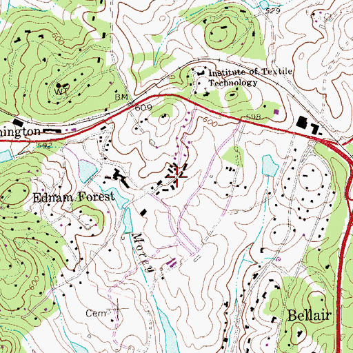 Topographic Map of Ednam Village, VA