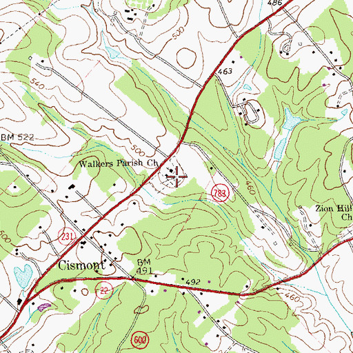 Topographic Map of Grace Cemetery, VA