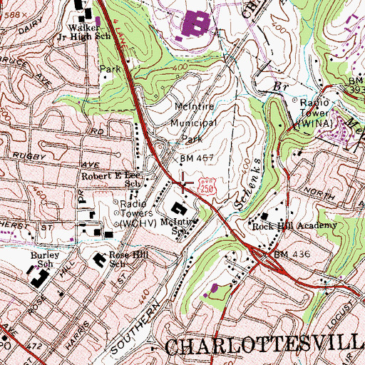 Topographic Map of Greenfields, VA