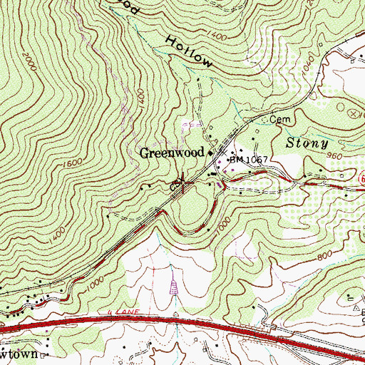 Topographic Map of Greenwood Tunnel (historical), VA