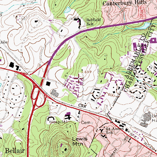 Topographic Map of Huntington Village, VA