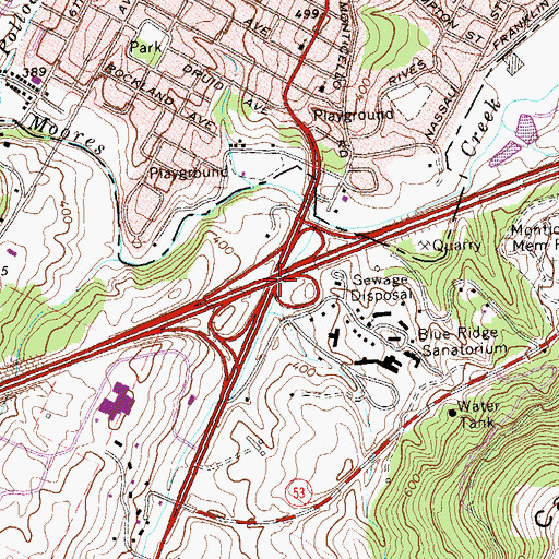 Topographic Map of Interchange 121, VA