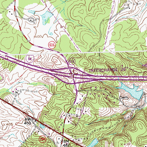 Topographic Map of Interchange 129, VA