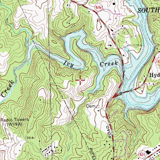 Topographic Map of Ivy Creek Park, VA
