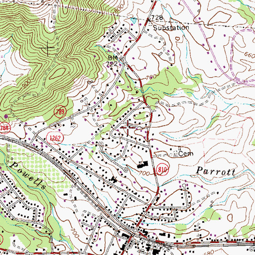 Topographic Map of Laurel Hills, VA