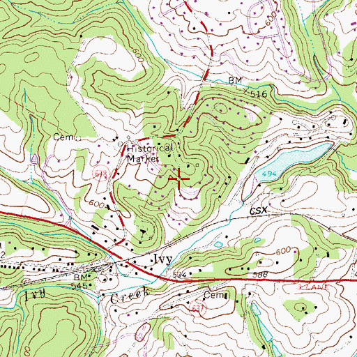 Topographic Map of Meriwether Hill, VA