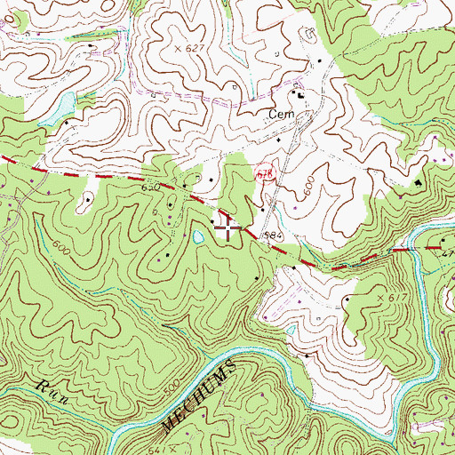 Topographic Map of Mill Ridge, VA