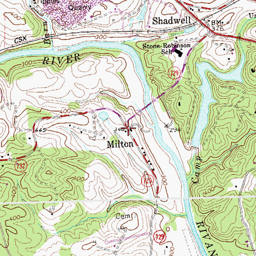 Topographic Map of Milton Church (historical), VA