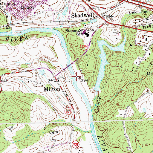 Topographic Map of Milton Marina, VA