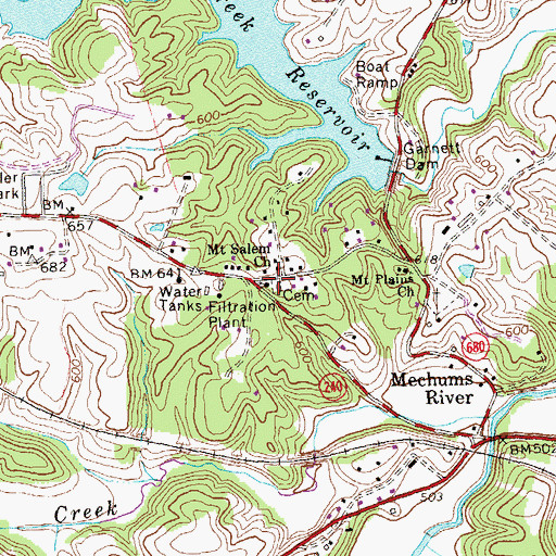 Topographic Map of Mount Salem Cemetery, VA