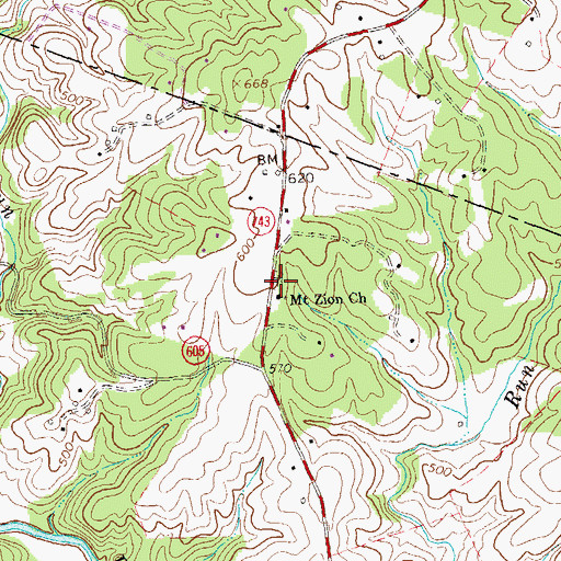Topographic Map of Mount Zion Cemetery, VA