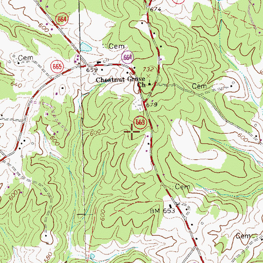 Topographic Map of Mountain Laurel, VA