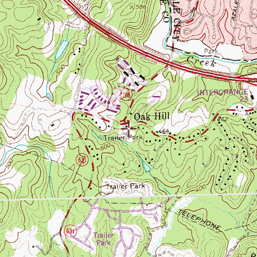 Topographic Map of Oak Hill Mobile Home Park, VA
