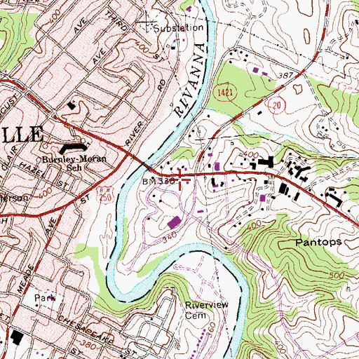 Topographic Map of Pantops Shopping Center, VA