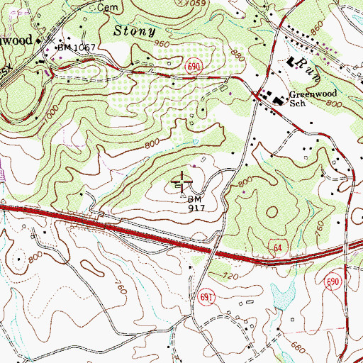 Topographic Map of Piedmont, VA