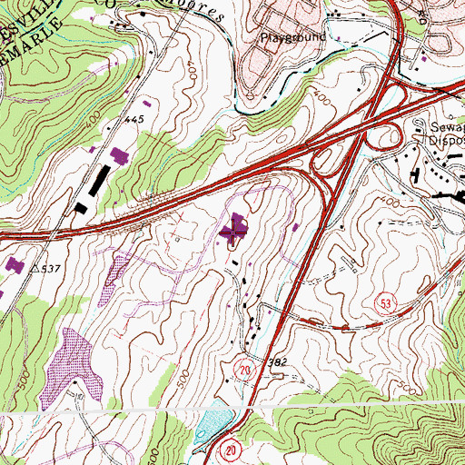 Topographic Map of Piedmont Virginia Community College, VA