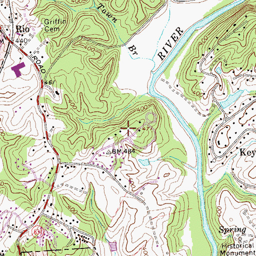 Topographic Map of Riverrun, VA