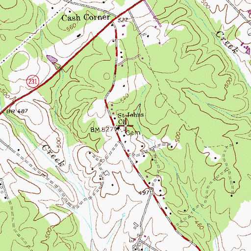 Topographic Map of Saint Johns Cemetery, VA