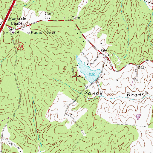 Topographic Map of Sandy Branch Resort Farm, VA