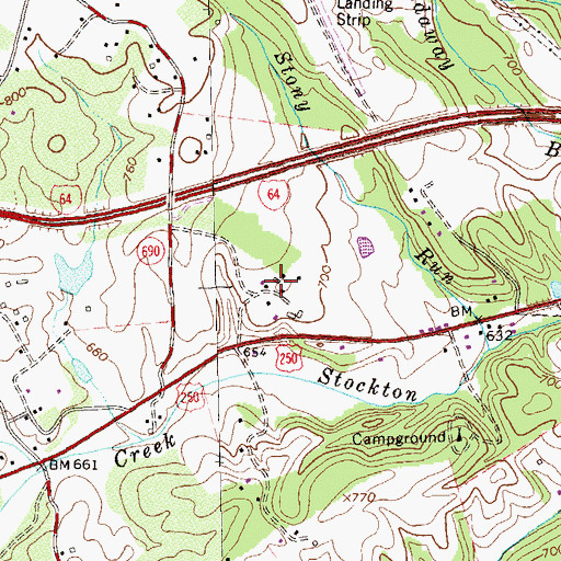 Topographic Map of Seven Oaks Farm, VA