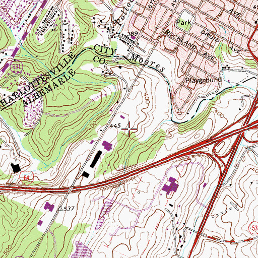Topographic Map of Shoffner Industrial Park, VA