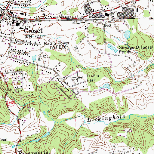 Topographic Map of Sneads Mobile Home Park, VA