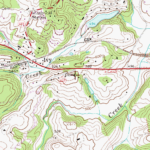 Topographic Map of Spring Hill, VA