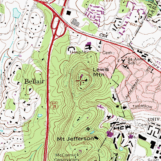 Topographic Map of University Heights, VA