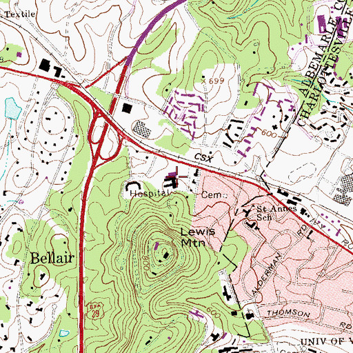 Topographic Map of University of Virginia Kluge Children's Rehabilitation Center, VA