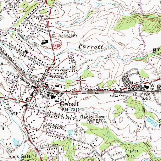 Topographic Map of Wayland Park, VA