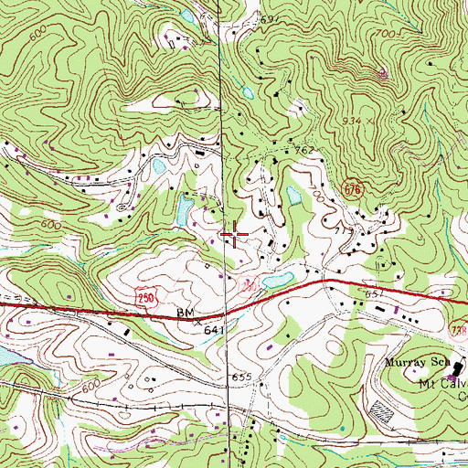 Topographic Map of Whispering Pines, VA