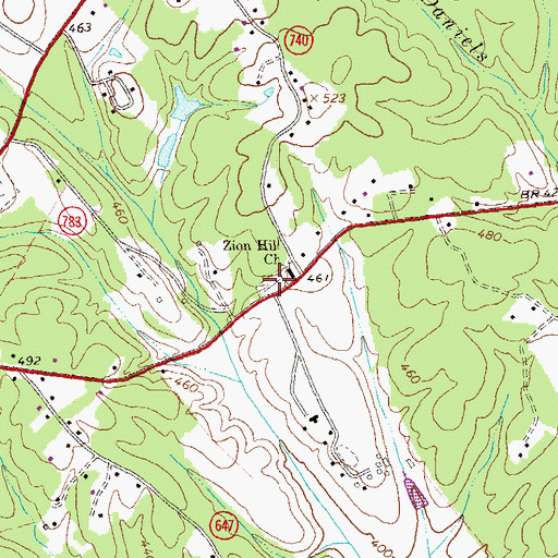 Topographic Map of Zion Hill Cemetery, VA