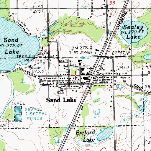 Topographic Map of Sand Lake, MI