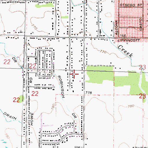 Topographic Map of Burton, MI