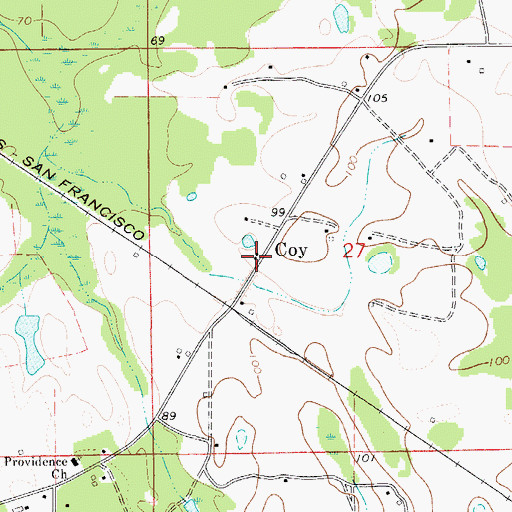 Topographic Map of Coy Post Office, AL