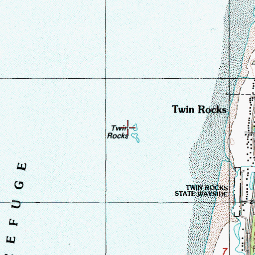 Topographic Map of Twin Rocks Arch, OR