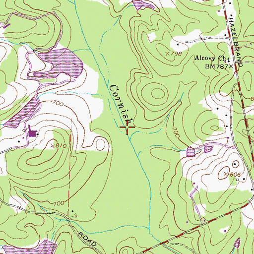 Topographic Map of Cornish Creek Reservoir, GA