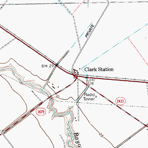 Topographic Map of Clark Station, TX
