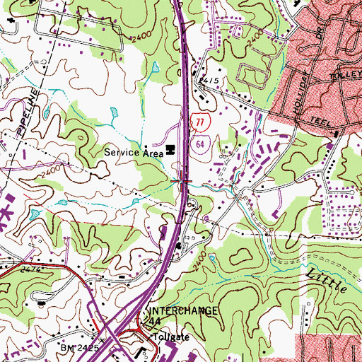 Topographic Map of Tamarack Branch, WV
