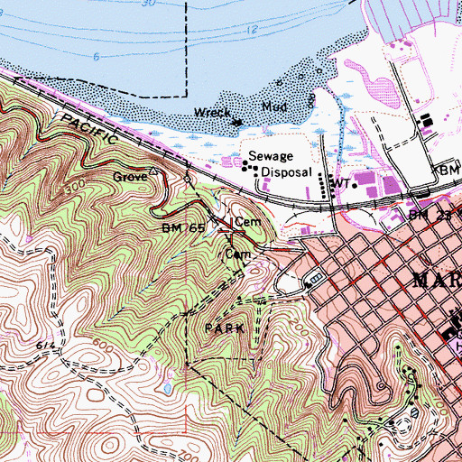 Topographic Map of Alhambra Cemetery, CA