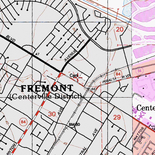Topographic Map of Presbyterian Cemetery, CA