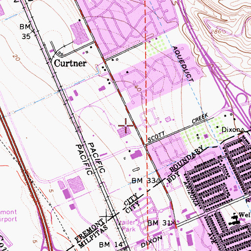 Topographic Map of Cedar Lawn Memorial Cemetery, CA