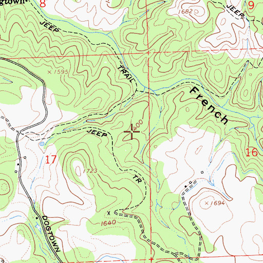 Topographic Map of Alcoyne Mine, CA