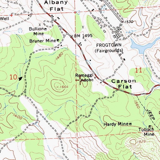 Topographic Map of Gold Hill Mine, CA