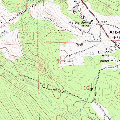 Topographic Map of Hicks Prospect, CA