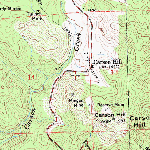 Topographic Map of Iron Rock Mine, CA